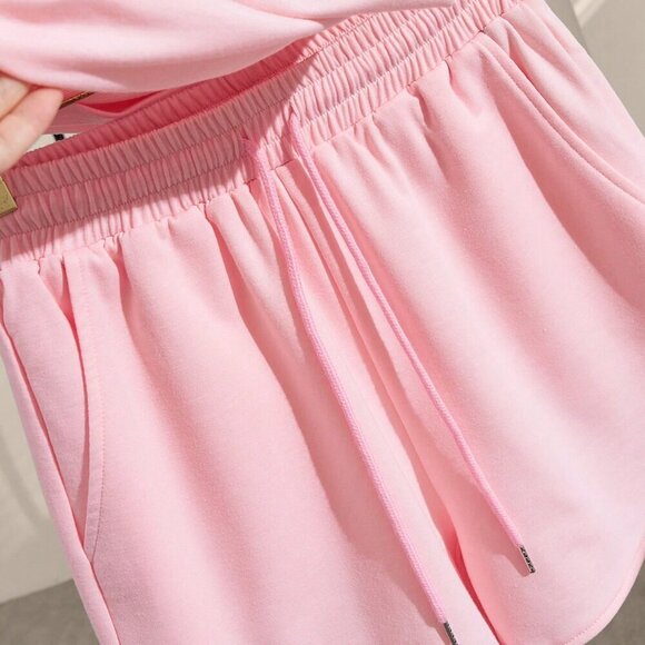 Pink Casual Women's Versatile Shorts & Short Sleeve Top Set - Picture 7 of 7
